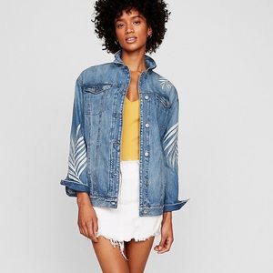 NWT Express Embroidered Denim Boyfriend Jacket